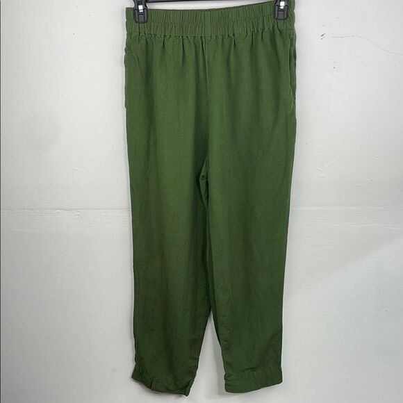 Madewell Green Pull On Linen blend women’s pants size small tall - Picture 1 of 13